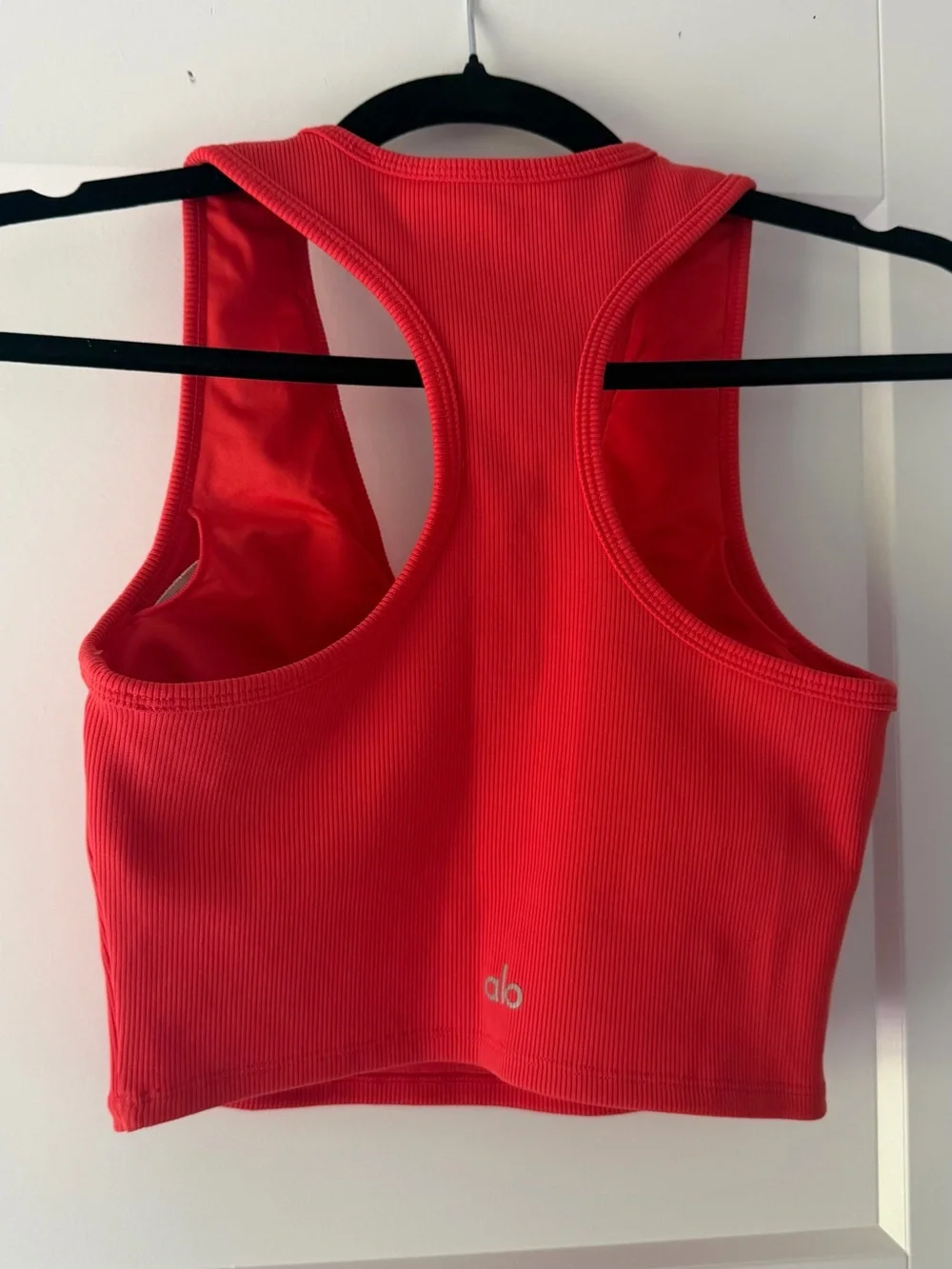 Alo Red Ribbed Racerback Sports Bra - Picture 1 of 3